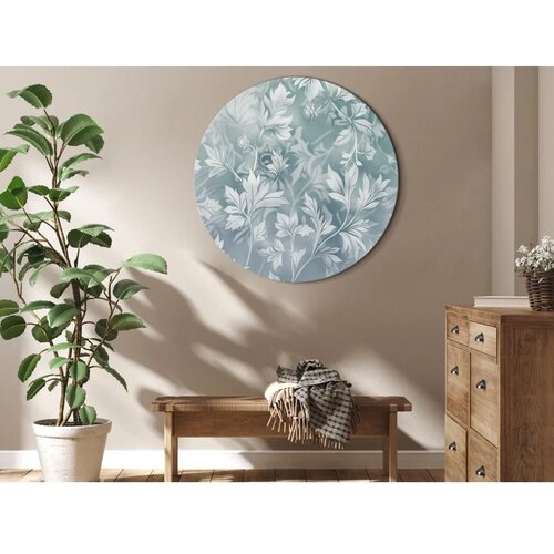  Okrugla slika - Ornaments in Worn Muted Turquoises: Delicate Plant Pattern 40x40 Cene