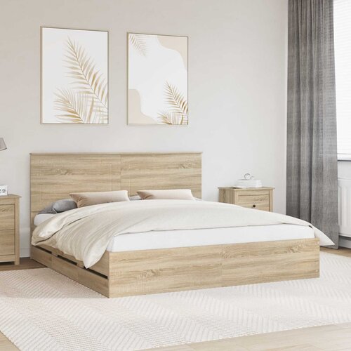  Krevetna konstrukcija s ladicama Sonoma hrast 200 x 200 cm Cijene