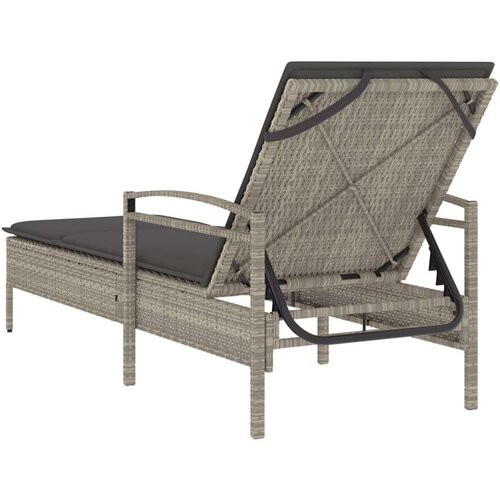  Ležalnik z blazino svetlo siv 63x200x81 cm poli ratan Slike