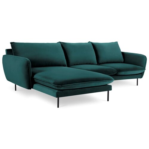 Cosmopolitan Design petrolej zelena žametna kotna zofa Vienna, levi kot Slike