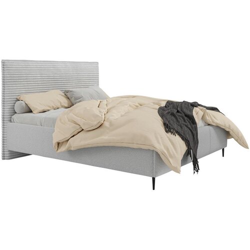 MID.YOU OBLAZINJENA POSTELJA 160 cm x 200 cm , les, tekstil, leseni material svetlo siva Slike