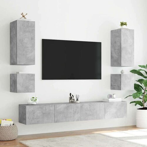 vidaXL Stenska TV omarica z LED lučkami betonsko siva 100x35x41 cm Cene