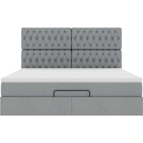 VidaXL Otomanski krevet s madracem svijetlosivi 180x200cm od tkanine Slike