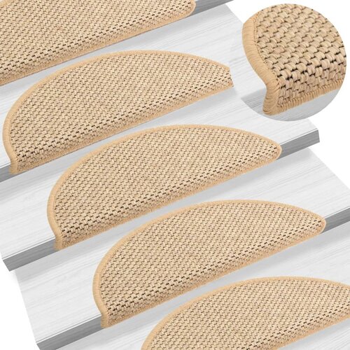 VidaXL Samoljepljivi otirači za stepenice 15 kom 56 x 20 cm svjetlobež Slike