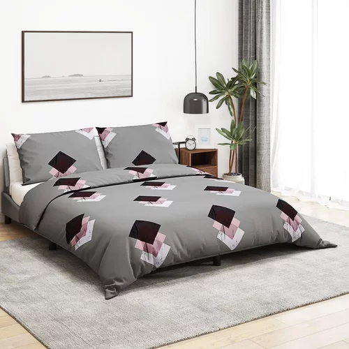  Set posteljine za poplun sivi 220 x 240 cm pamučni