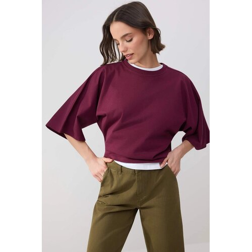 TRENDYOLMILLA Ženska majica TWOSS26TS00047, Bordo Cene