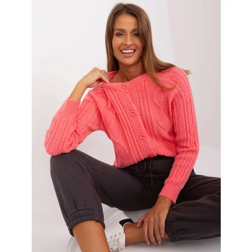 Fashion Hunters Women's coral cardigan with cables