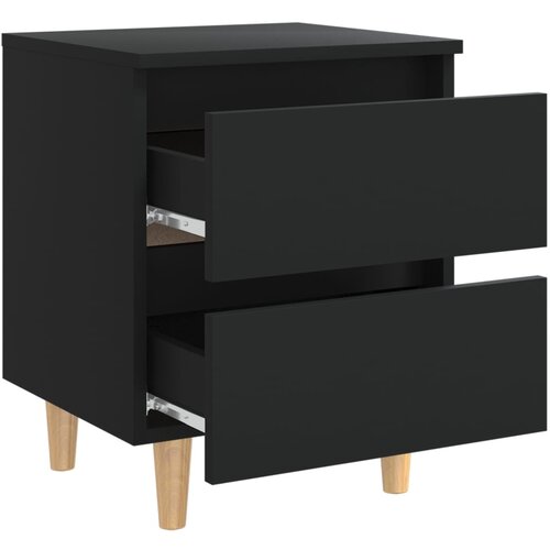  Noćni ormarići s nogama od borovine 2 kom crni 40 x 35 x 50 cm Slike
