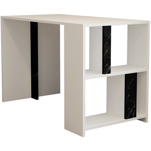 HANAH HOME Lima - White, Black Marble WhiteBlack Study Desk Cene