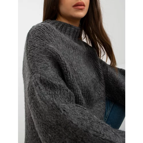 Fashion Hunters Dark gray loose knitted oversize dress RUE PARIS
