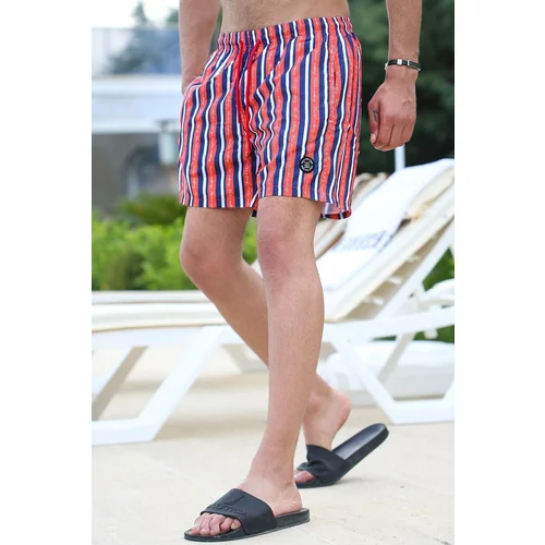 Madmext Swim Shorts - Red - Striped