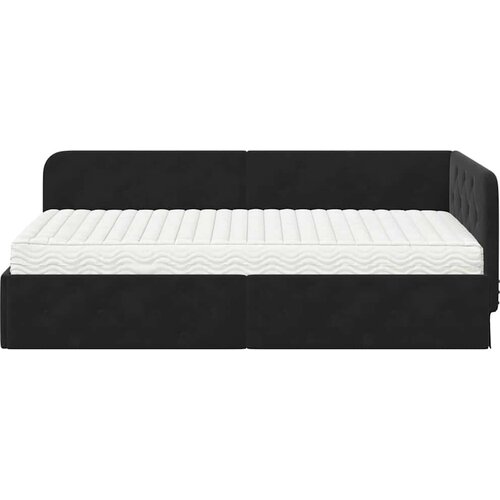 VidaXL Kutni okvir kreveta s madracem Crna 90 x 200 cm Bar&amp;scaron;un Slike