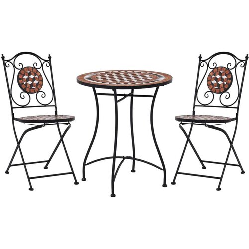 Bistro 3-dijelni mozaični bistro set s keramičkim pločicama boje cigle Cijene
