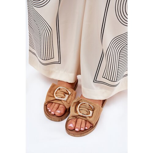 Boto Flat Women Sandals With Decorative Detail Camel Nellodra Cene