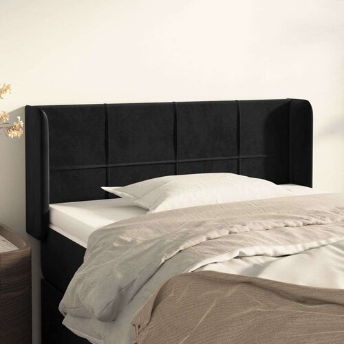  Uzglavlje s u&amp;scaron;ima crni 103x16x78/88 cm bar&amp;scaron;unasti Slike