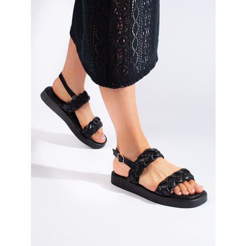 Shelvt Women's black sandals with braided straps Cijene
