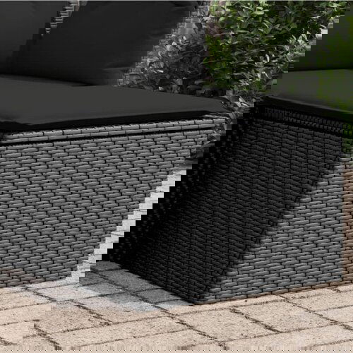 VidaXL Vrtni tabure s jastukom crni 55 x 55 x 37 cm od poliratana Slike