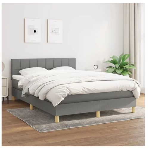 Den Box spring postelja z vzmetnico temno siva 140x200 cm blago