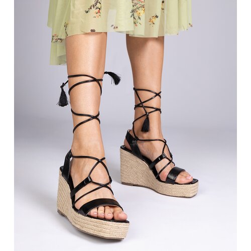 D/CEO marka niezdefiniowana Black wedge espadrille sandals Klea Slike
