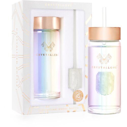 Crystallove Straw Water Bottle Posoda za vodo s slamico Hologram - Clear Quartz 400 ml Slike