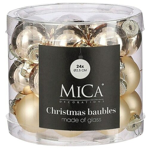 Mica Decorations Božićne kuglice (Šampanjac, Staklo, Promjer: 2,5 cm, 24 Kom.) Cijene