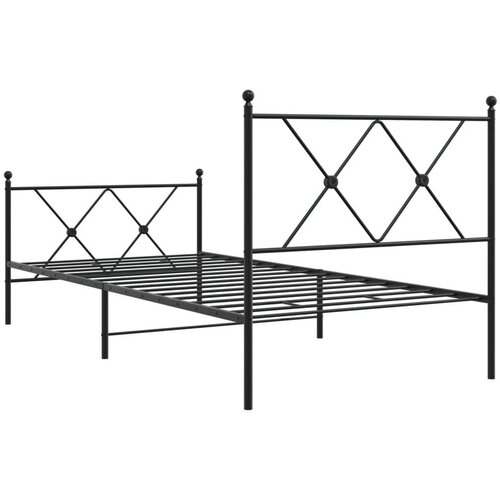 vidaXL Kovinski posteljni okvir z vzglavjem in vznožjem črn 90x200 cm Cene
