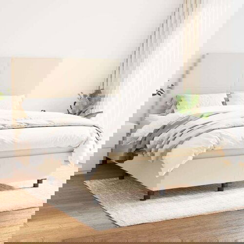  Box spring postelja z vzmetnico krem 140x200 cm blago, (20894160) Slike