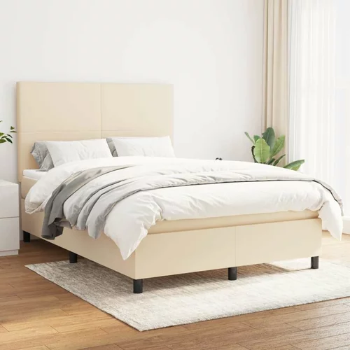  Box spring postelja z vzmetnico krem 140x200 cm blago, (20894160)