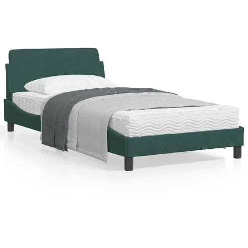 VidaXL Posteljni okvir z vzglavjem temno zelen 100x200 cm žamet Slike