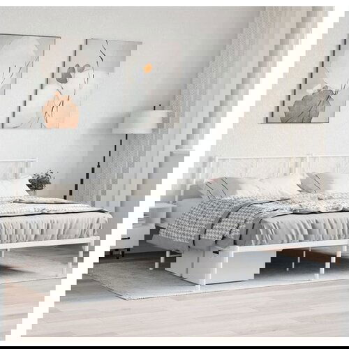VidaXL Metalni okvir za krevet s uzglavljem bijeli 193x203 cm Slike