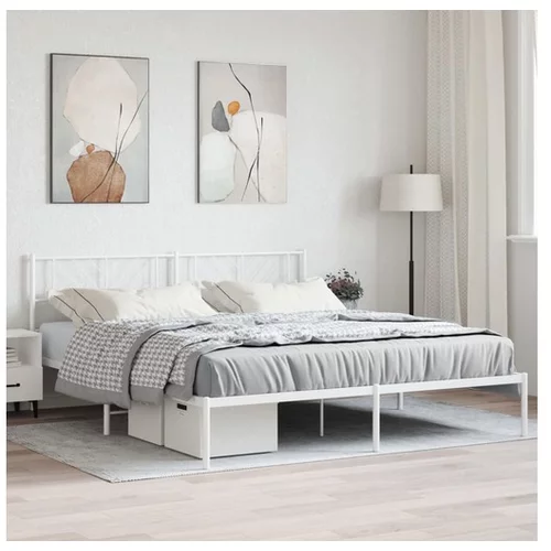 vidaXL Metalni okvir za krevet s uzglavljem bijeli 193x203 cm