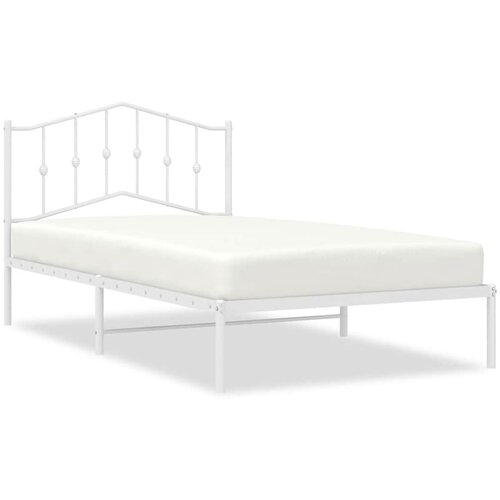 Maison Chic Kovinski Postelja za odrasle - Posteljni Okvir z vzglavjem bel 100x200 cm, (22080192) Cene