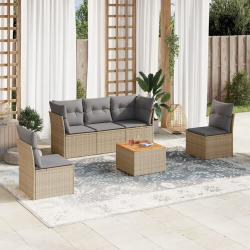 vidaXL 6-dijelni set vrtnih sofa s jastucima bež od poliratana Cijene