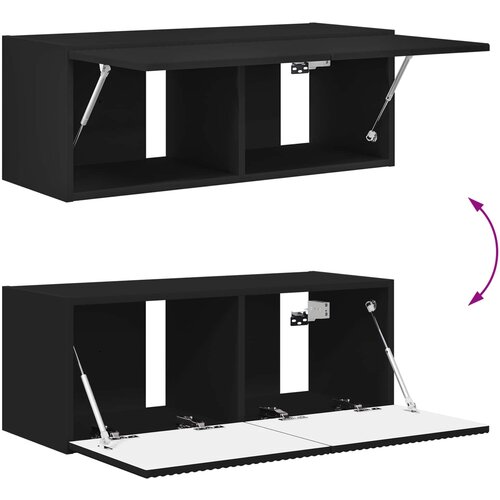  Set zidnog ormarića za TV Zidne 4 pcs Crna Konstruirano drvo Slike