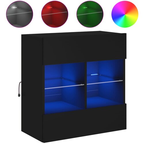 Maison Chic Stenska TV omarica - TV stojalo - Televizijska omarica z LED lučkami črna 58,5x30x60,5 cm, (21699736) Slike