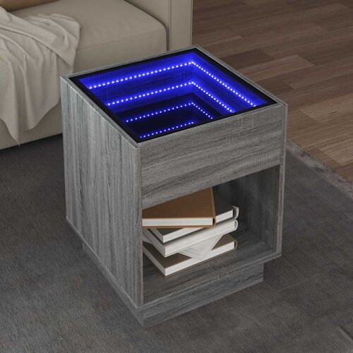 Stolić s beskonačnim LED svjetlima boja hrasta 40x40x50 cm Slike