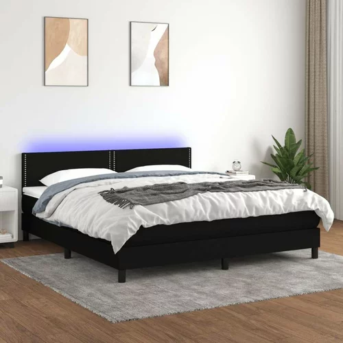 Box spring postelja z vzmetnico LED črna 180x200 cm blago, (20899532)
