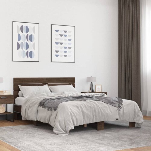 Furnova Posteljni okvir rjav hrast 120x200 cm inženirski les in kovina, (21943944) Cene