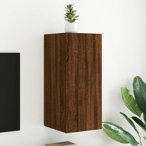  The Living Store Stenska TV omarica z LED lučkami rjavi hrast 30,5x35x70 cm - TV Stenska Omarica, (21555277) Slike