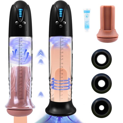Paloqueth Powerfull Automatic Penis Pump with 3D Texture Sleeve Brown Cene