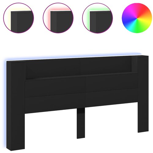 Maison Chic posteljno vzglavje - vzglavna omarica - nočna omarica led črna 200x16,5x103,5 cm, (21704206) Slike