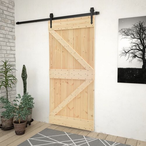  Klizna vrata s priborom za montažu 90 x 210 cm masivna borovina Slike