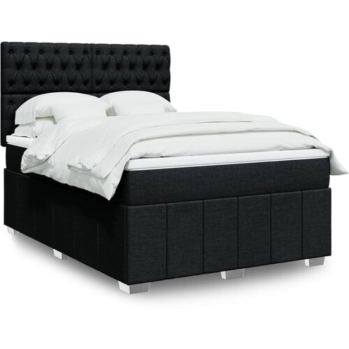 vidaXL Box spring postelja z vzmetnico črna 160x200 cm blago Cene