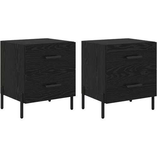 VidaXL Nočna omarica s predalom 2 pcs Črni hrast 40 x 35 x 47.5 cm, (5000069635) Slike