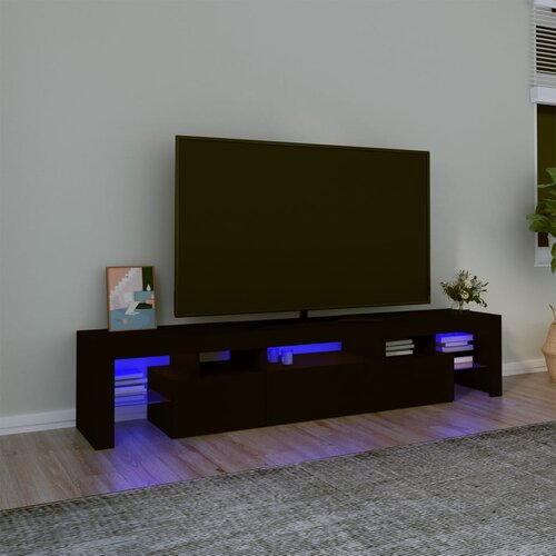 vidaXL TV omarica z LED lučkami črna 200x36,5x40 cm Cene