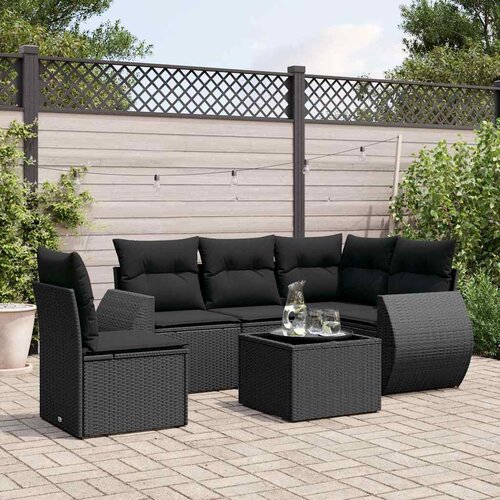  6-dijelni set vrtnih sofa s jastucima crni od poliratana Cijene