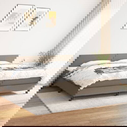 The Living Store Box spring postelja z vzmetnico taupe 200x200 cm blago - Box Spring Postelja, (21512120) Slike