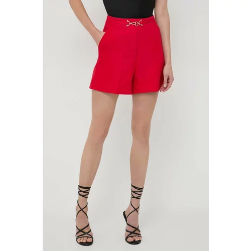 Morgan Kratke hlače za žene, boja: crvena, bez uzorka, visoki struk