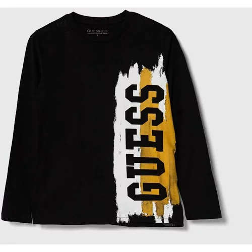 Guess Dječja pamučna majica dugih rukava boja: crna, s tiskom, L4YI01 K8HM4