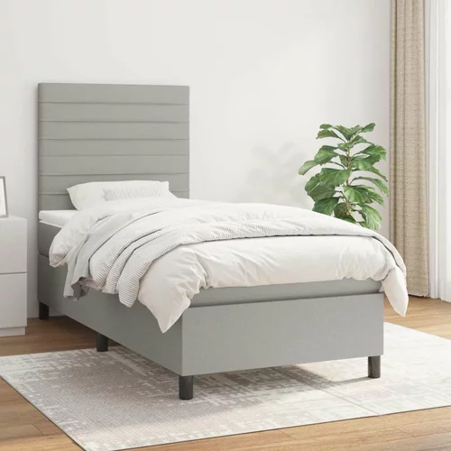  Box spring postelja z vzmetnico svetlo siva 90x200 cm blago, (20899711)